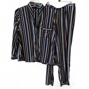 Simply Vera, Vera Wang, Black And Multicolored Striped Pajama Set  XL